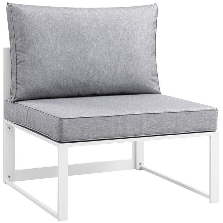 FORTUNA ARMLESS OUTDOOR PATIO SOFA IN WHITE GRAY - onePage