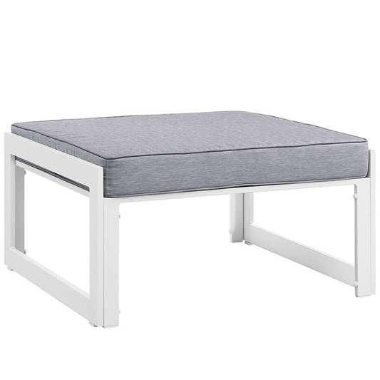 FORTUNA OUTDOOR PATIO OTTOMAN IN WHITE GRAY - onePage