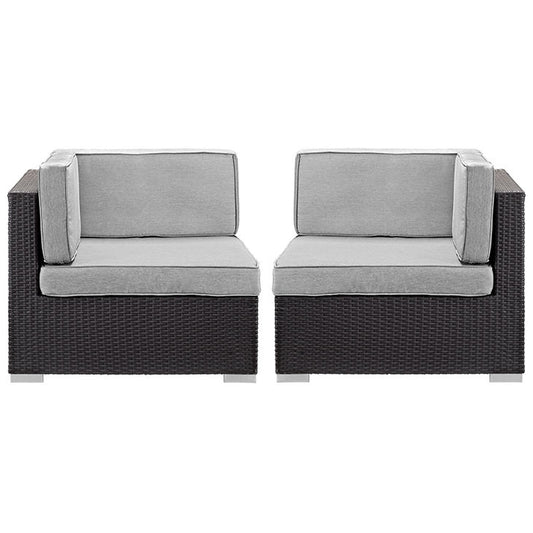 GATHER CORNER SECTIONAL OUTDOOR PATIO SET OF TWO IN ESPRESSO GRAY - onePage