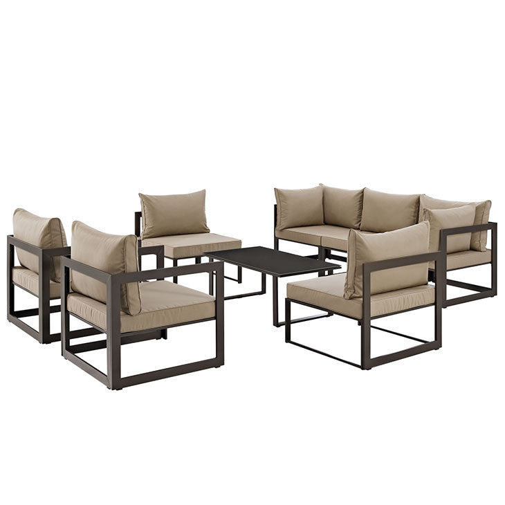 FORTUNA 8 PIECE OUTDOOR PATIO SECTIONAL SOFA SET IN BROWN - onePage