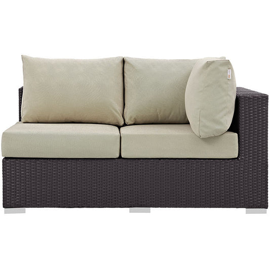 Convene Outdoor Patio Right Arm Loveseat in Espresso Beige - onePage - 1