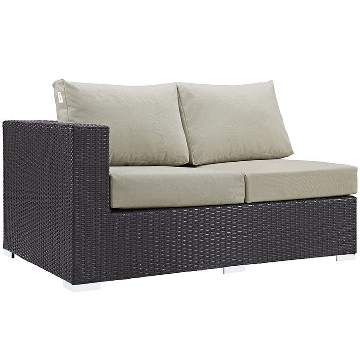 Convene Outdoor Patio Left Arm Loveseat in Espresso Beige - onePage - 3