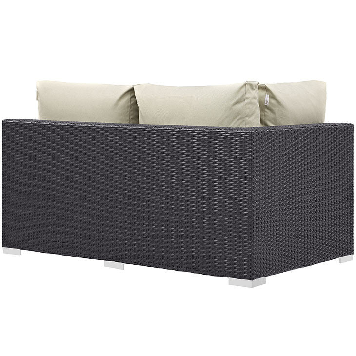 Convene Outdoor Patio Left Arm Loveseat in Espresso Beige - onePage - 2