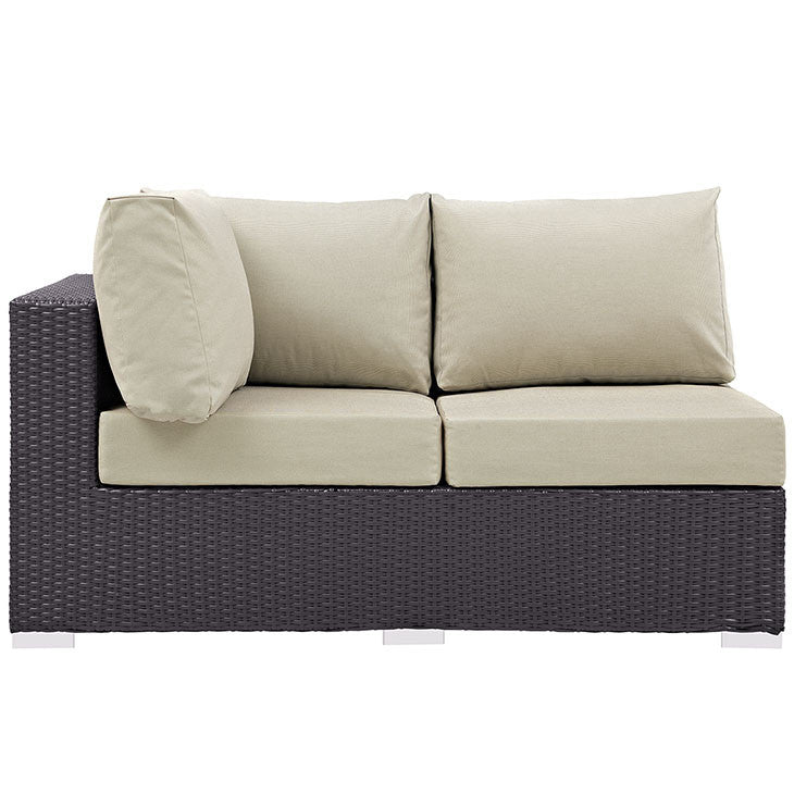 Convene Outdoor Patio Left Arm Loveseat in Espresso Beige - onePage - 1