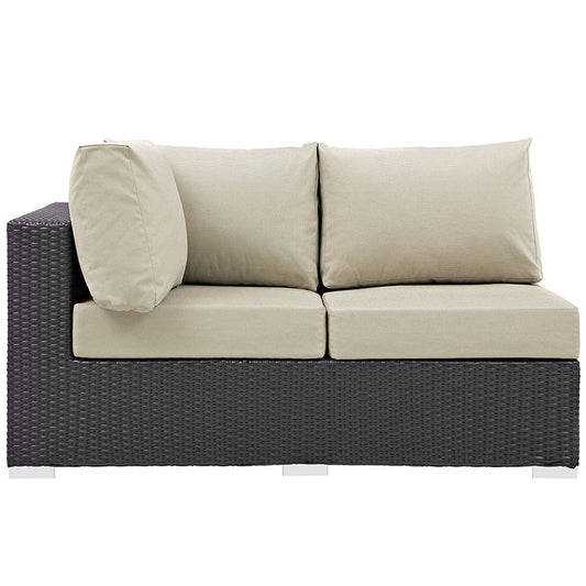 Convene Outdoor Patio Left Arm Loveseat in Espresso Beige - onePage - 1