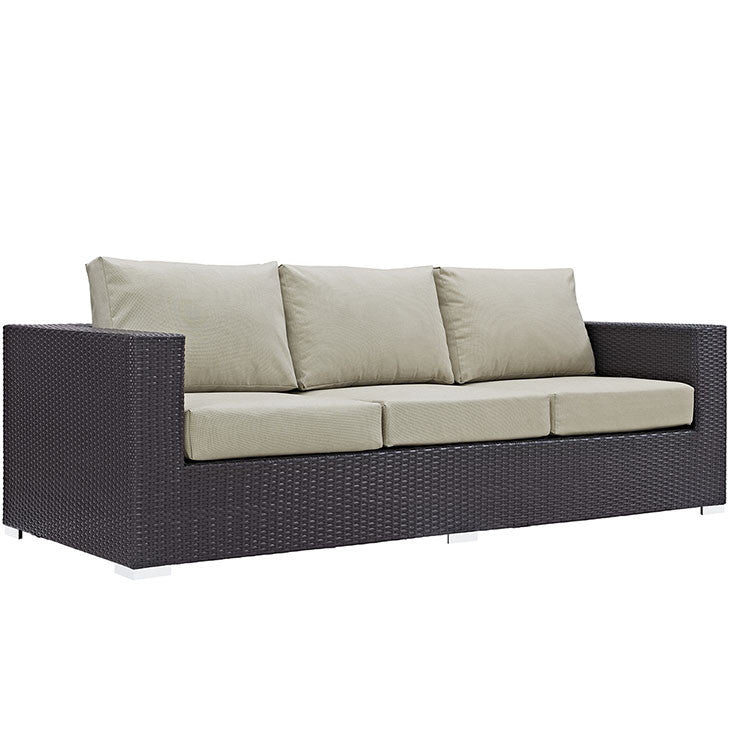 CONVENE OUTDOOR PATIO SOFA IN ESPRESSO BEIGE - onePage