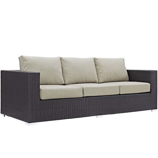 CONVENE OUTDOOR PATIO SOFA IN ESPRESSO BEIGE - onePage