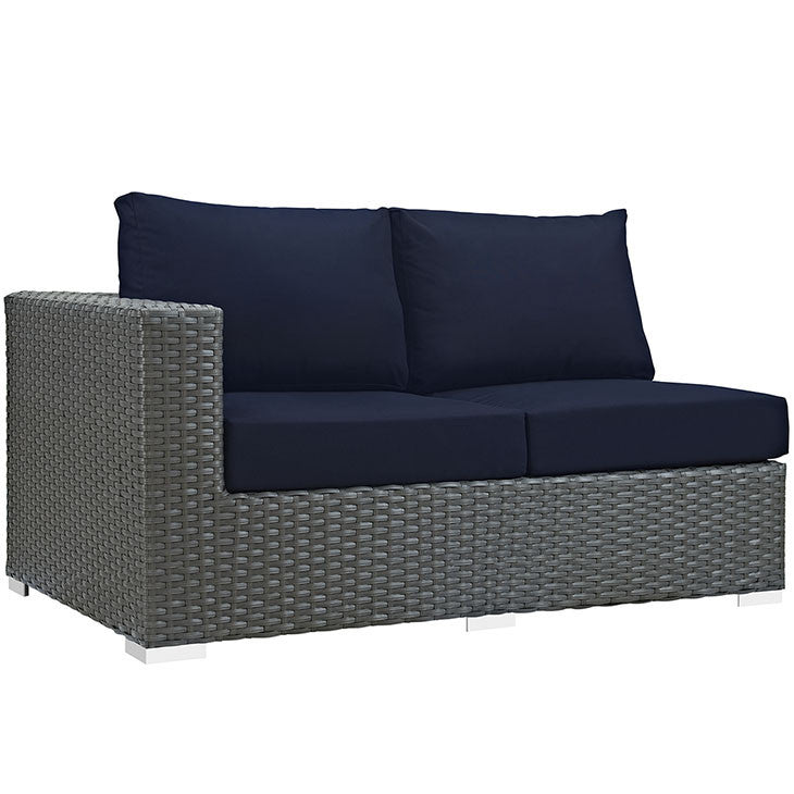 Sojourn Outdoor Patio Left Arm Loveseat in Sunbrella® Canvas Navy - onePage - 3