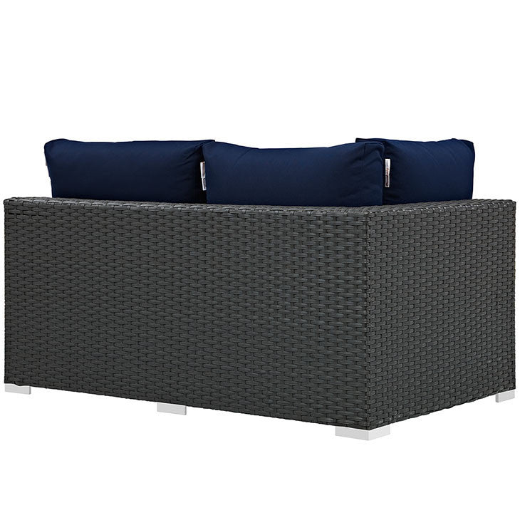 Sojourn Outdoor Patio Left Arm Loveseat in Sunbrella® Canvas Navy - onePage - 2