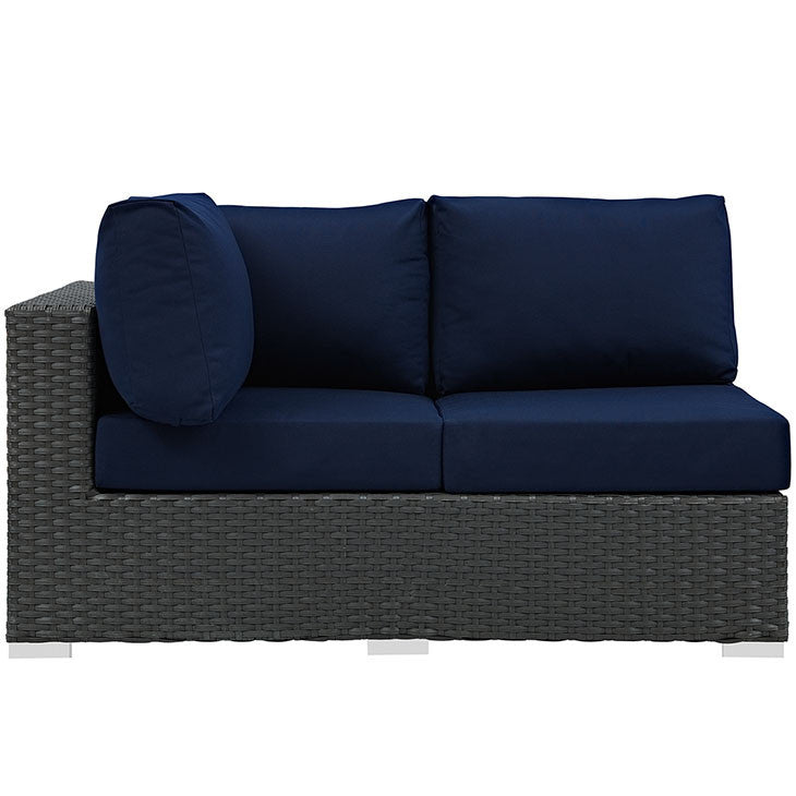 Sojourn Outdoor Patio Left Arm Loveseat in Sunbrella® Canvas Navy - onePage - 1