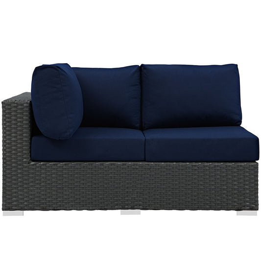 Sojourn Outdoor Patio Left Arm Loveseat in Sunbrella® Canvas Navy - onePage - 1