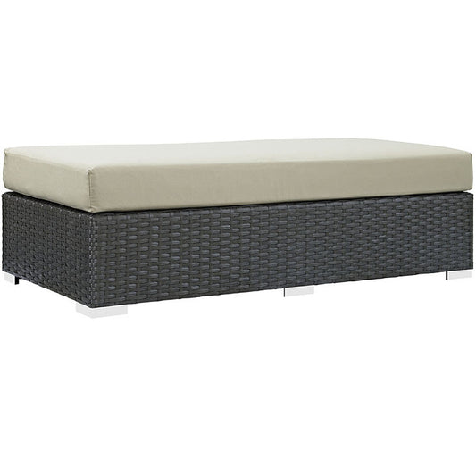 SOJOURN OUTDOOR PATIO FABRIC RECTANGLE OTTOMAN IN SUNBRELLA® CANVAS ANTIQUE BEIGE - onePage