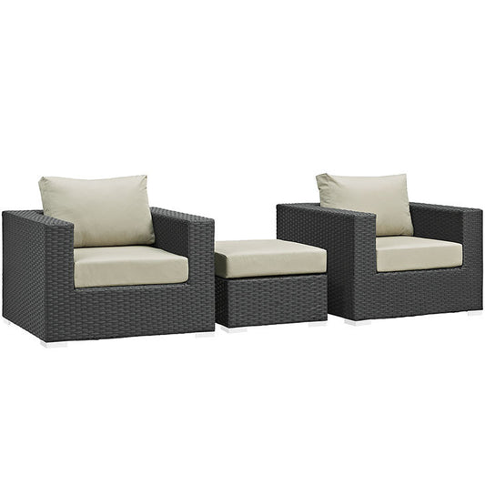 SOJOURN 3 PIECE OUTDOOR PATIO SECTIONAL SET IN SUNBRELLA® CANVAS ANTIQUE BEIGE - onePage