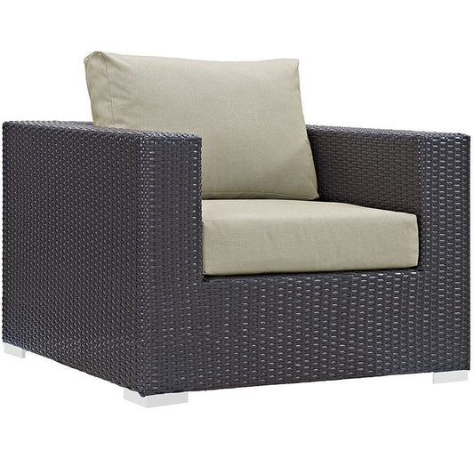 CONVENE OUTDOOR PATIO ARMCHAIR IN ESPRESSO BEIGE - onePage
