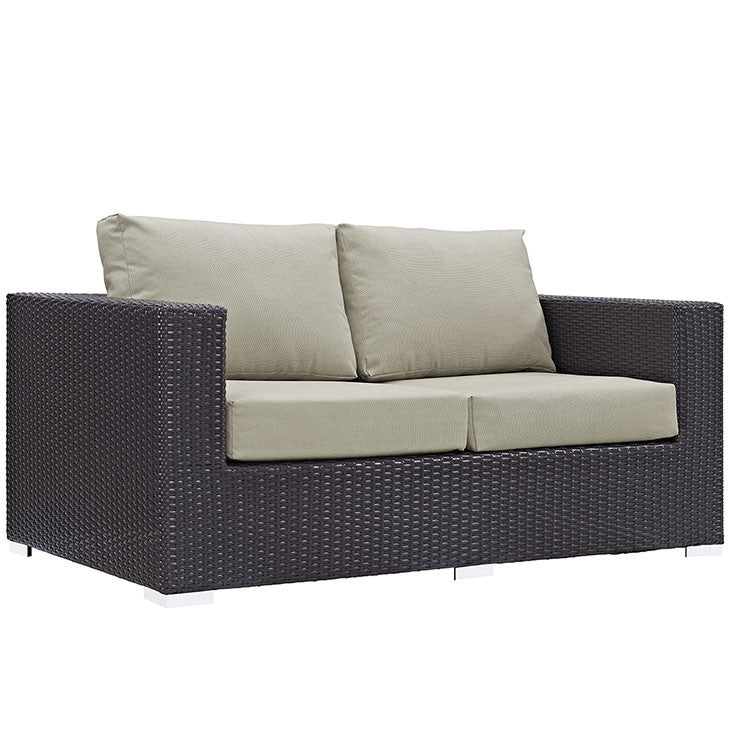 Convene Outdoor Patio Loveseat in Espresso Beige - onePage - 2