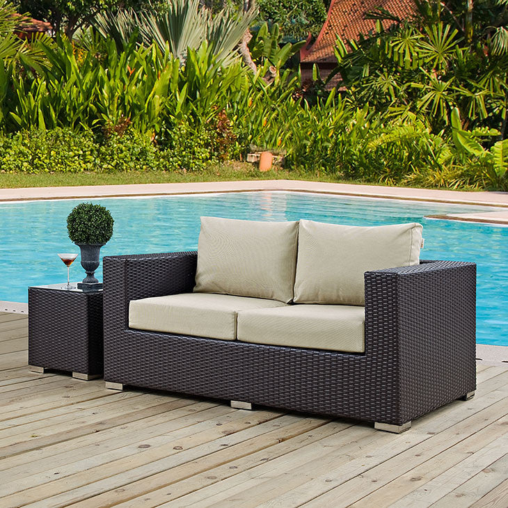Convene Outdoor Patio Loveseat in Espresso Beige - onePage - 1