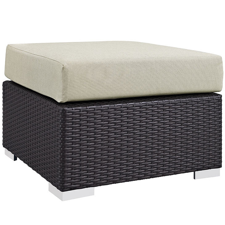 CONVENE OUTDOOR PATIO FABRIC OTTOMAN IN ESPRESSO BEIGE - onePage