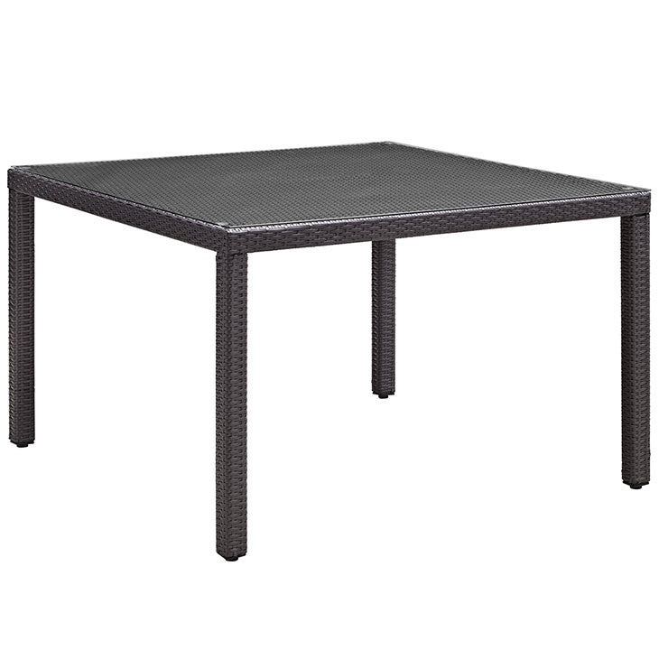 Convene 47" Square Outdoor Patio Glass Top Dining Table in Espresso - onePage - 1