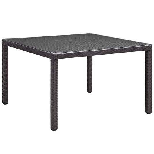 Convene 47" Square Outdoor Patio Glass Top Dining Table in Espresso - onePage - 1