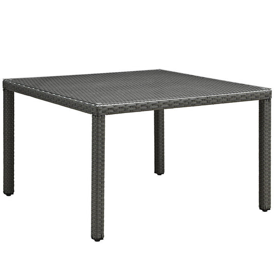 SOJOURN 47" SQUARE OUTDOOR PATIO GLASS TOP DINING TABLE IN CHOCOLATE - onePage