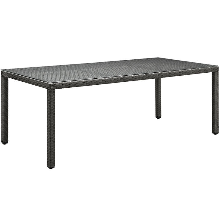 SOJOURN 82" OUTDOOR PATIO DINING TABLE IN CHOCOLATE - onePage