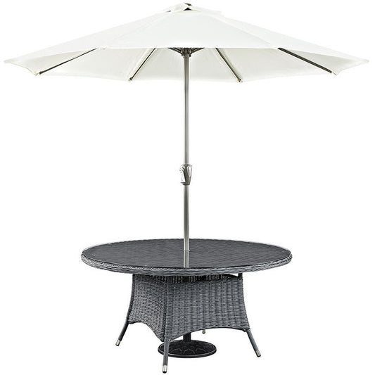 SUMMON 59" ROUND OUTDOOR PATIO DINING TABLE IN GRAY - onePage