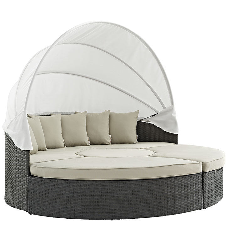 SOJOURN OUTDOOR PATIO DAYBED IN SUNBRELLA® ANTIQUE CANVAS BEIGE - onePage