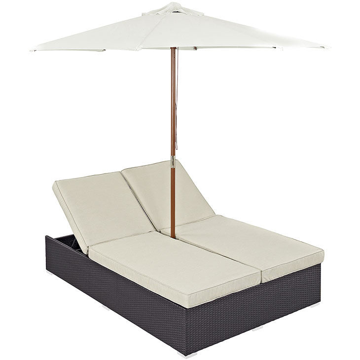 CONVENE OUTDOOR PATIO CHAISE IN ESPRESSO BEIGE - onePage