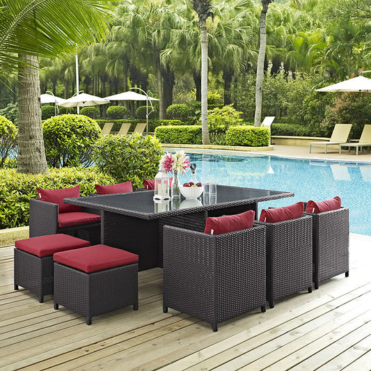 Reversal 11 Piece Outdoor Patio Dining Set in Espresso White - onePage - 1