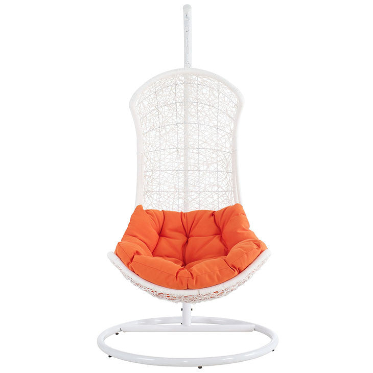 ENDOW SWING OUTDOOR PATIO LOUNGE CHAIR IN WHITE ORANGE - onePage