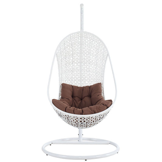 BESTOW SWING OUTDOOR PATIO LOUNGE CHAIR IN WHITE BROWN - onePage
