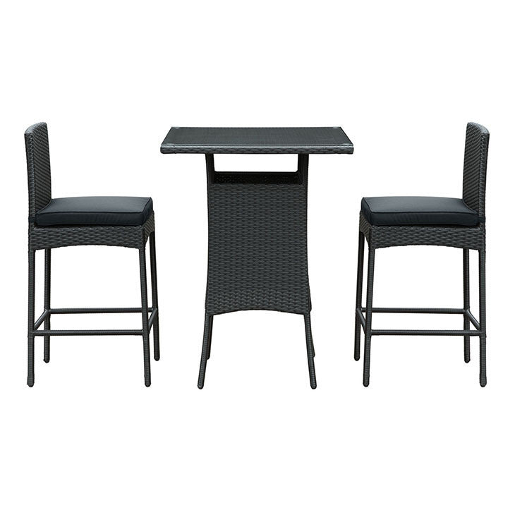 Cerveza 3 Piece Outdoor Patio Pub Set in Black Black - onePage - 1