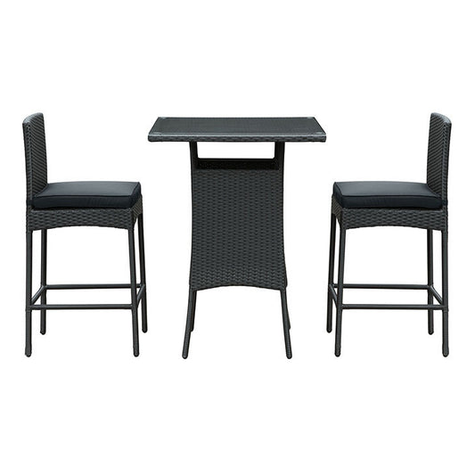 Cerveza 3 Piece Outdoor Patio Pub Set in Black Black - onePage - 1
