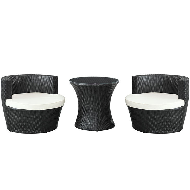 CANTEEN 3 PIECE OUTDOOR PATIO LOUNGE SET IN ESPRESSO WHITE - onePage