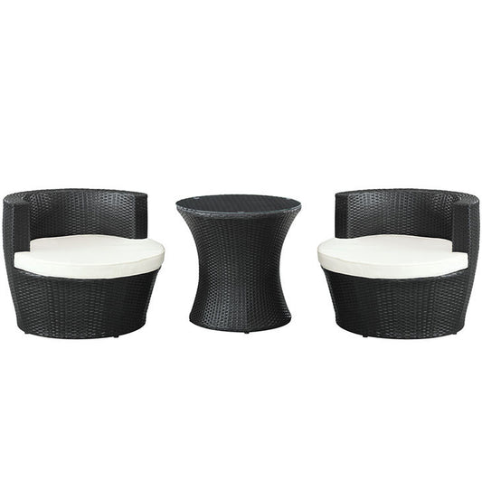 CANTEEN 3 PIECE OUTDOOR PATIO LOUNGE SET IN ESPRESSO WHITE - onePage